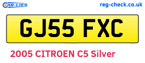 GJ55FXC are the vehicle registration plates.