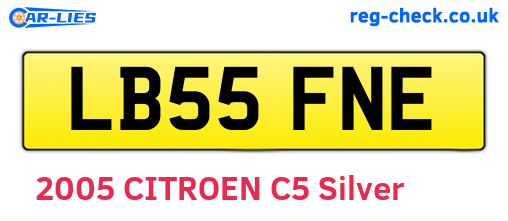 LB55FNE are the vehicle registration plates.