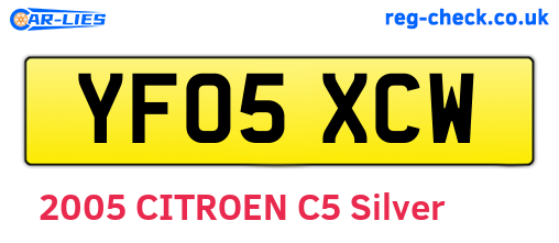 YF05XCW are the vehicle registration plates.