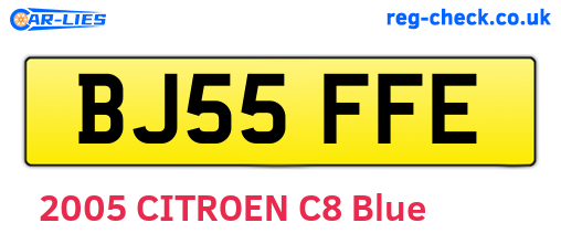 BJ55FFE are the vehicle registration plates.