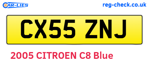 CX55ZNJ are the vehicle registration plates.