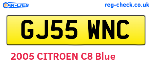 GJ55WNC are the vehicle registration plates.