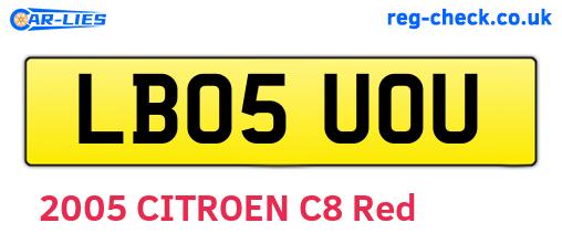 LB05UOU are the vehicle registration plates.
