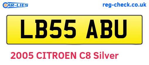 LB55ABU are the vehicle registration plates.