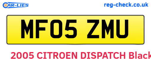 MF05ZMU are the vehicle registration plates.