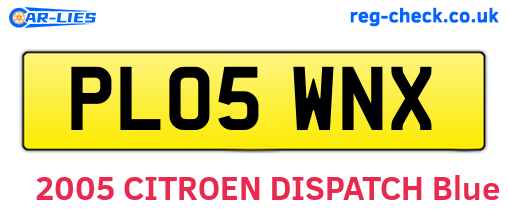 PL05WNX are the vehicle registration plates.