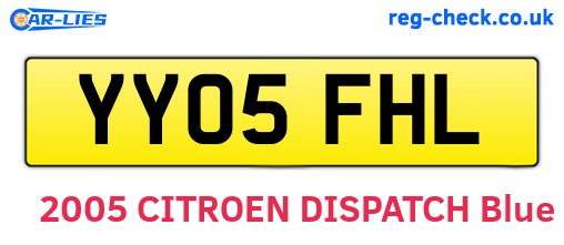 YY05FHL are the vehicle registration plates.