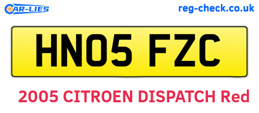 HN05FZC are the vehicle registration plates.