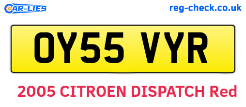 OY55VYR are the vehicle registration plates.