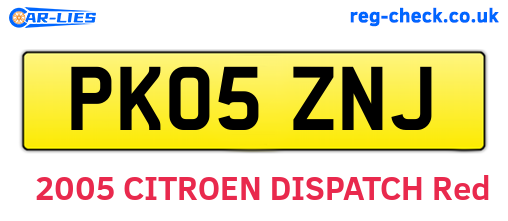 PK05ZNJ are the vehicle registration plates.