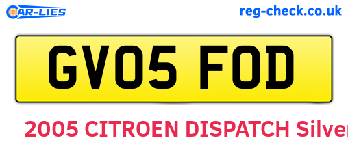 GV05FOD are the vehicle registration plates.