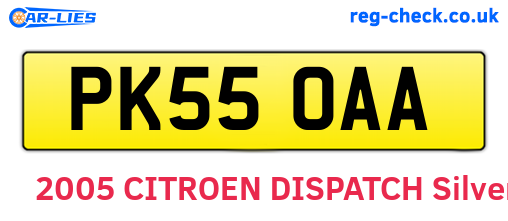 PK55OAA are the vehicle registration plates.
