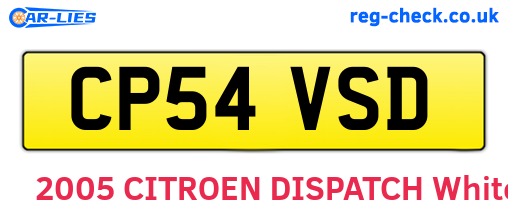 CP54VSD are the vehicle registration plates.