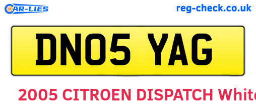 DN05YAG are the vehicle registration plates.