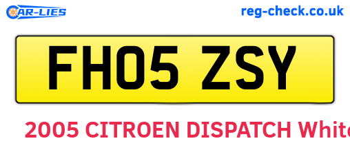 FH05ZSY are the vehicle registration plates.