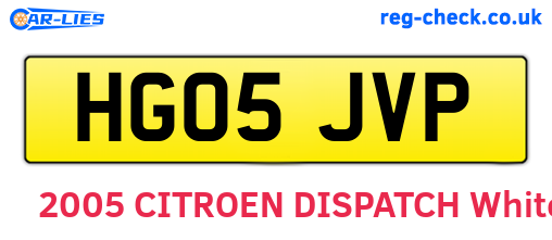 HG05JVP are the vehicle registration plates.