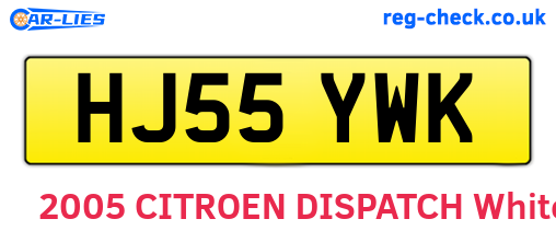 HJ55YWK are the vehicle registration plates.