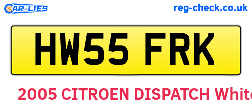 HW55FRK are the vehicle registration plates.