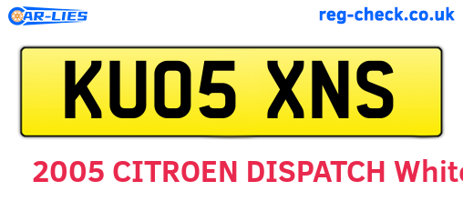 KU05XNS are the vehicle registration plates.
