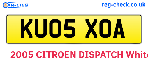 KU05XOA are the vehicle registration plates.