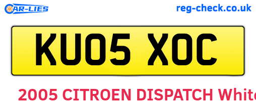 KU05XOC are the vehicle registration plates.