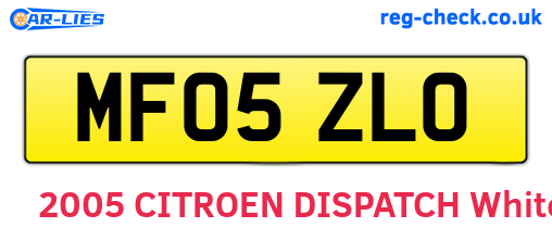 MF05ZLO are the vehicle registration plates.