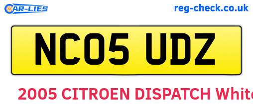 NC05UDZ are the vehicle registration plates.