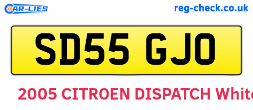SD55GJO are the vehicle registration plates.