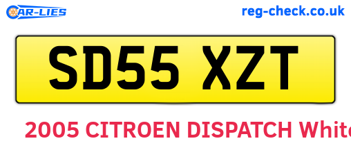 SD55XZT are the vehicle registration plates.