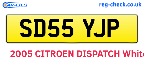 SD55YJP are the vehicle registration plates.