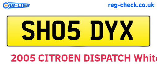 SH05DYX are the vehicle registration plates.