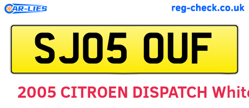 SJ05OUF are the vehicle registration plates.