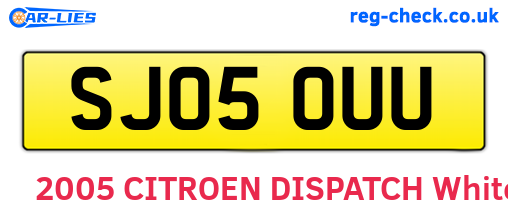 SJ05OUU are the vehicle registration plates.