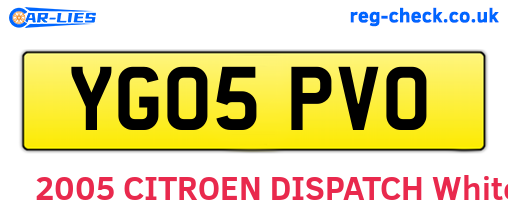 YG05PVO are the vehicle registration plates.