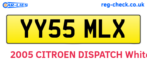 YY55MLX are the vehicle registration plates.