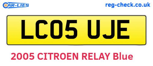 LC05UJE are the vehicle registration plates.