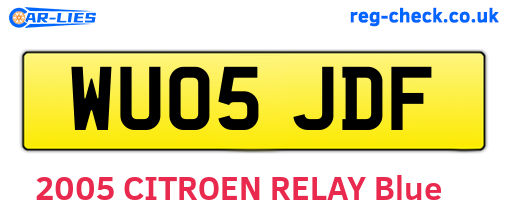 WU05JDF are the vehicle registration plates.