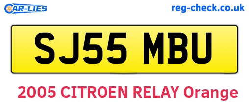 SJ55MBU are the vehicle registration plates.