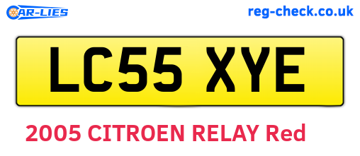 LC55XYE are the vehicle registration plates.