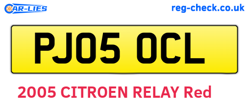 PJ05OCL are the vehicle registration plates.