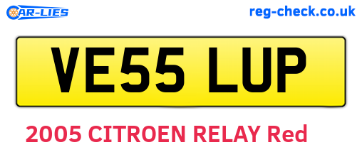 VE55LUP are the vehicle registration plates.