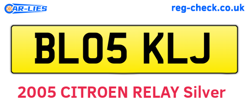 BL05KLJ are the vehicle registration plates.