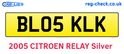 BL05KLK are the vehicle registration plates.