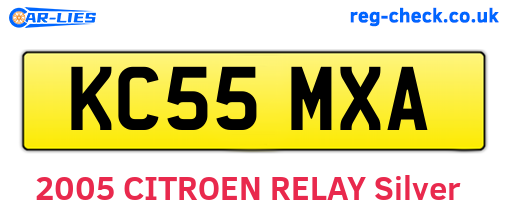 KC55MXA are the vehicle registration plates.