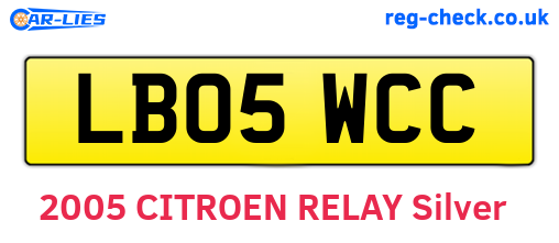 LB05WCC are the vehicle registration plates.