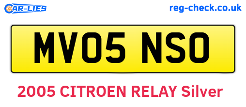 MV05NSO are the vehicle registration plates.