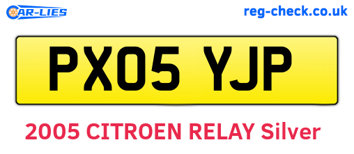 PX05YJP are the vehicle registration plates.