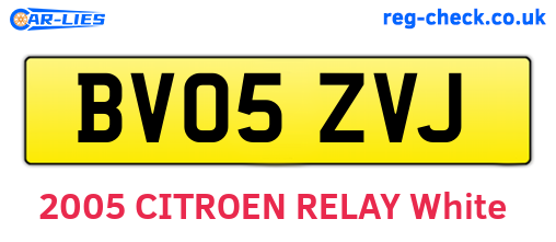 BV05ZVJ are the vehicle registration plates.