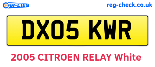 DX05KWR are the vehicle registration plates.