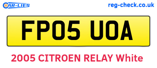 FP05UOA are the vehicle registration plates.